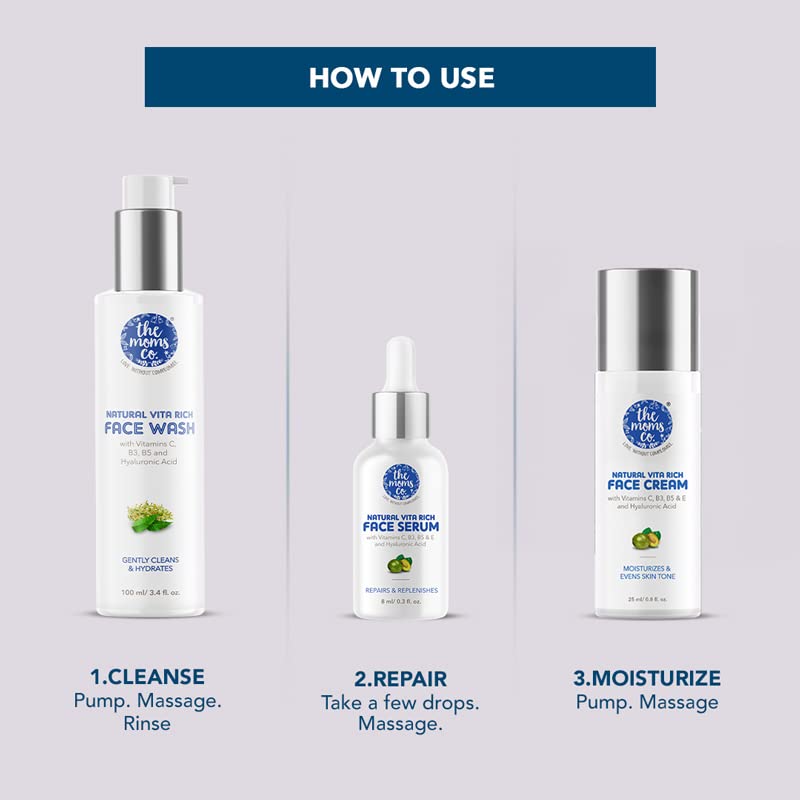 The Moms Co Natural Vita Rich Face Cream | With Vitamin-C, B3, B5 & E, Chia Seed Oil, Kakadu Plum & Hyaluronic Acid | Reduces Pigmentation & Evens Skin Tone | 50ml