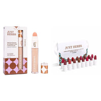 Just Herbs Full Coverage Concealer For All Skin Types For Face Makeup 6Ml (Natural) & Ayurvedic Creamy Matte Lipstick Set Lip(Pack Of 16) Combo, 3 Count