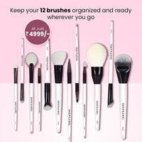 Shopaarel Easy Blendable Essential 12 Brush Professional Makeup Brush Set, Travel Size Cosmetic Brushes Kit for Face Foundation Blush Eye Shadow, Wooden Handle Synthetic Bristle