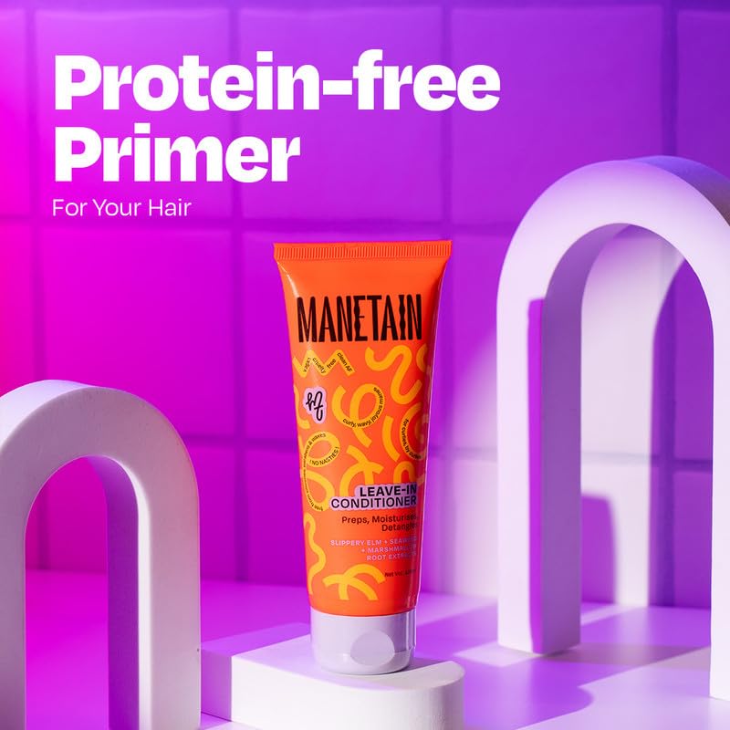 MANETAIN Leave-in Conditioner for Curly Hair 100ml | Lightweight, Moisturizing & Curl-Enhancing | Frizz Control with Slippery Elm, Seaweed & Marshmallow Root Extracts | Hydrated, Defined, & Shiny Curls |