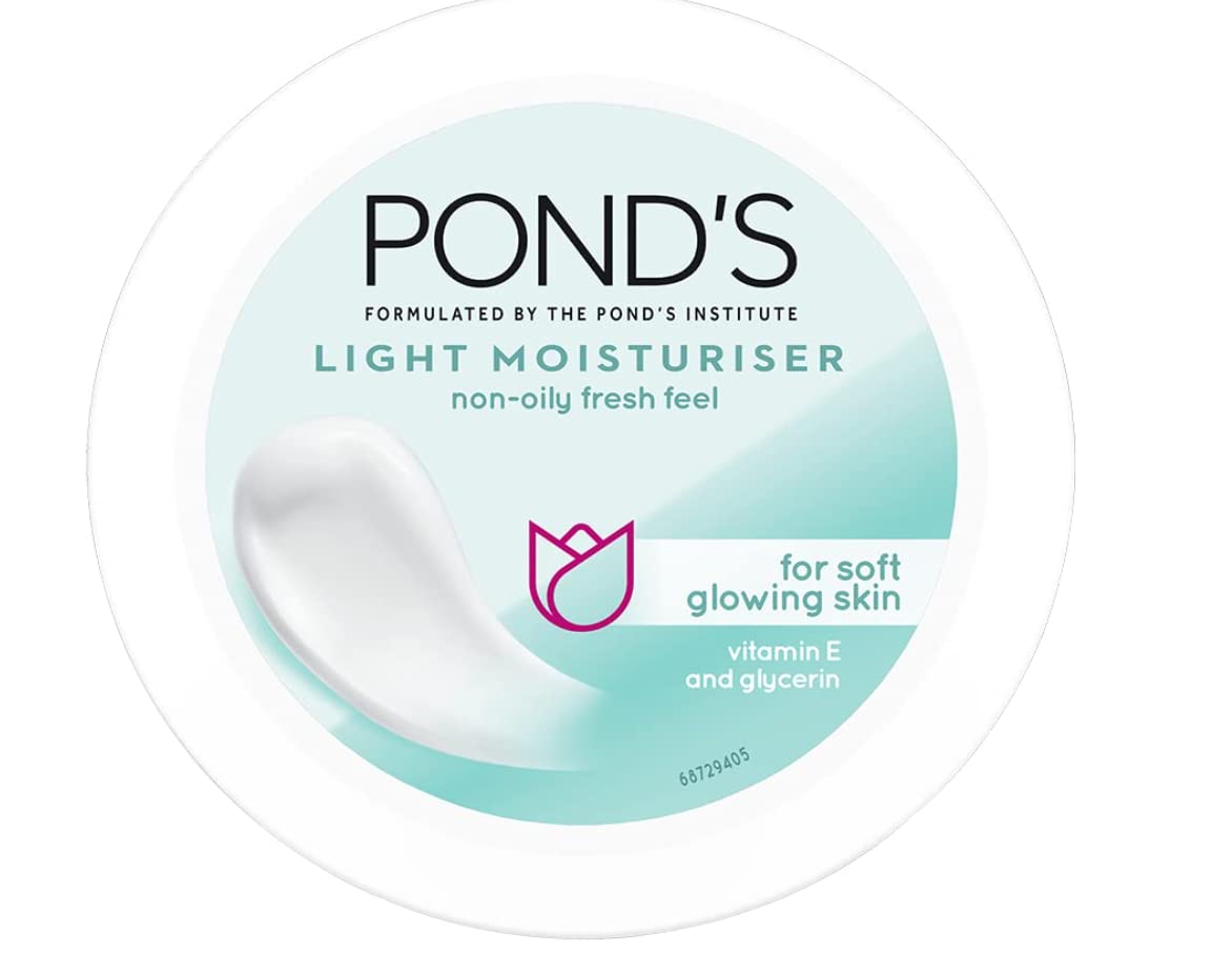 POND's Light Moisturizer For Soft, Glowing Skin, With Vitamin C, E & Niacinamide, 24Hr Hydration, Lightweight Non-Oily Cream, Spreads Easily, 100 Ml