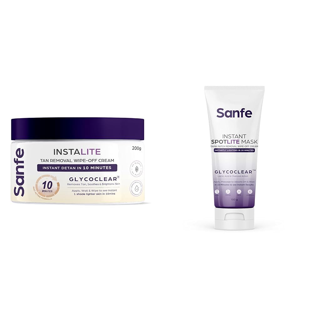 Sanfe Detan Cream Instalite Detan Wipe Off 200 gm Instant Spotlite Mask For Dark Underrams, Neck & Body| 100g