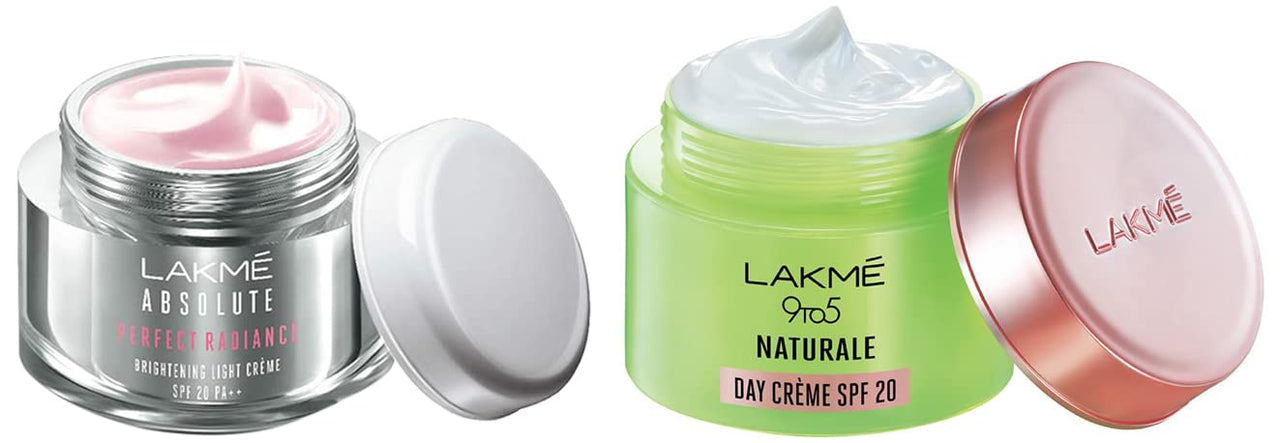 Lakmé Absolute Perfect Radiance Brightening Light Cream With Niacinamide & Micro Crystals, 50G & Lakmé 9 To 5 Naturale Day Creme Spf 20, 50 G