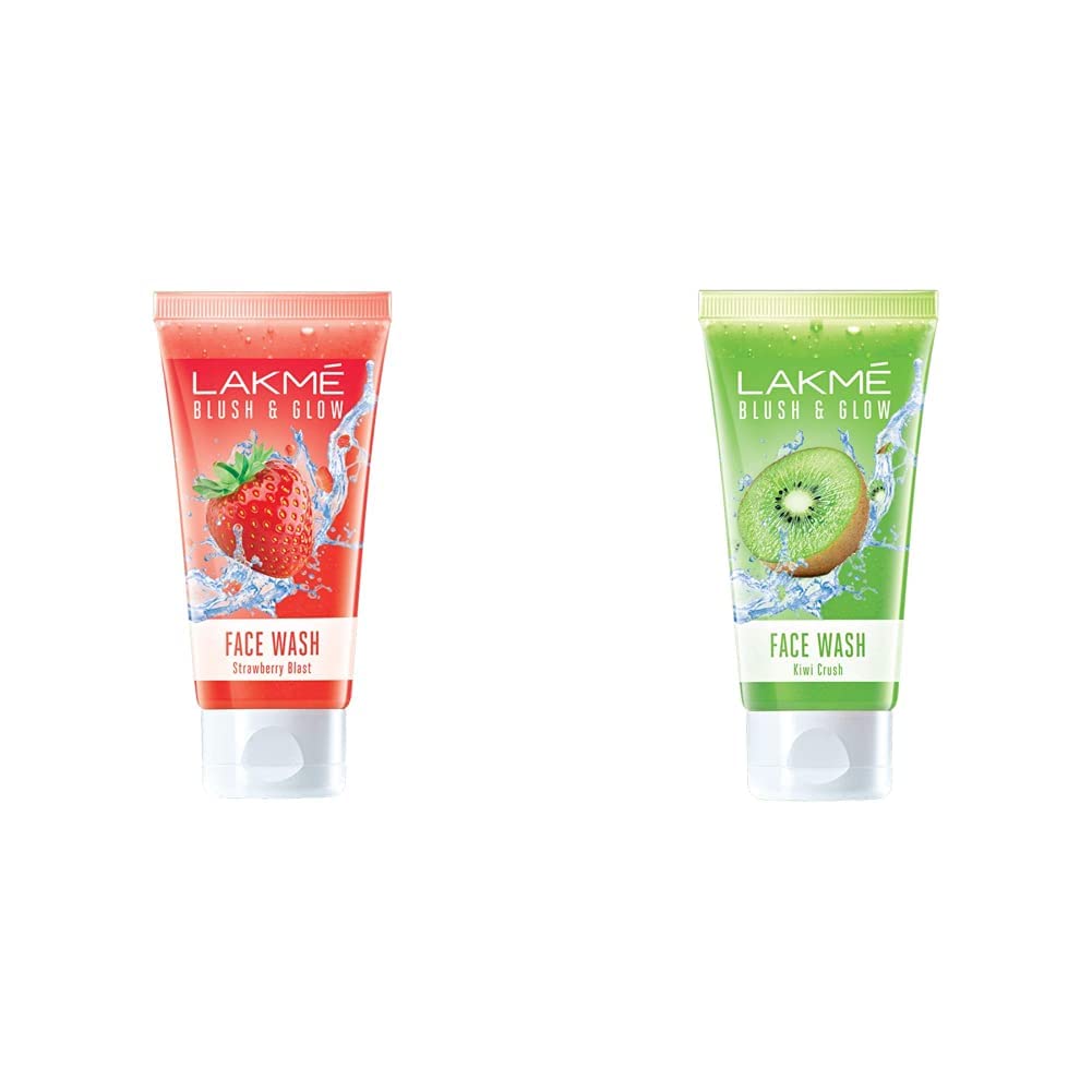 Lakmé Blush & Glow Gel Face Wash - Strawberry Blast, 100g and Blush & Glow Kiwi Freshness Gel Face Wash, 100g