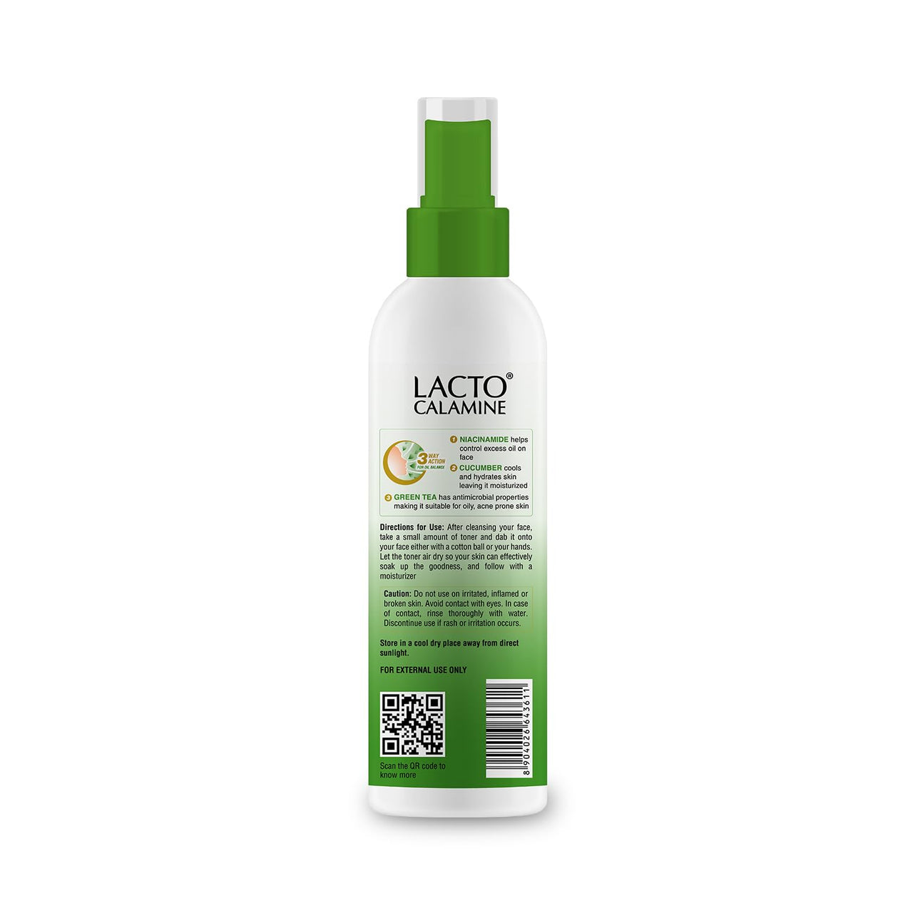Lacto Calamine Face Toner With Cucumber | 120ml | Deep Pore Cleansing | Open Pores Tightening with Green Tea & 2% Niacinamide For Cool & Hydrated Skin | No Sulphate, No Alcohol, No Parabens