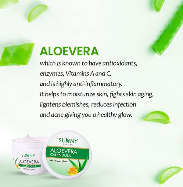 Bakson Sunny Aloevera & Calendula All Purpose Face Cream | Helps Prevent Scarring, Sunburn | Calendula Suitable For Delicate Skin | 500 gm