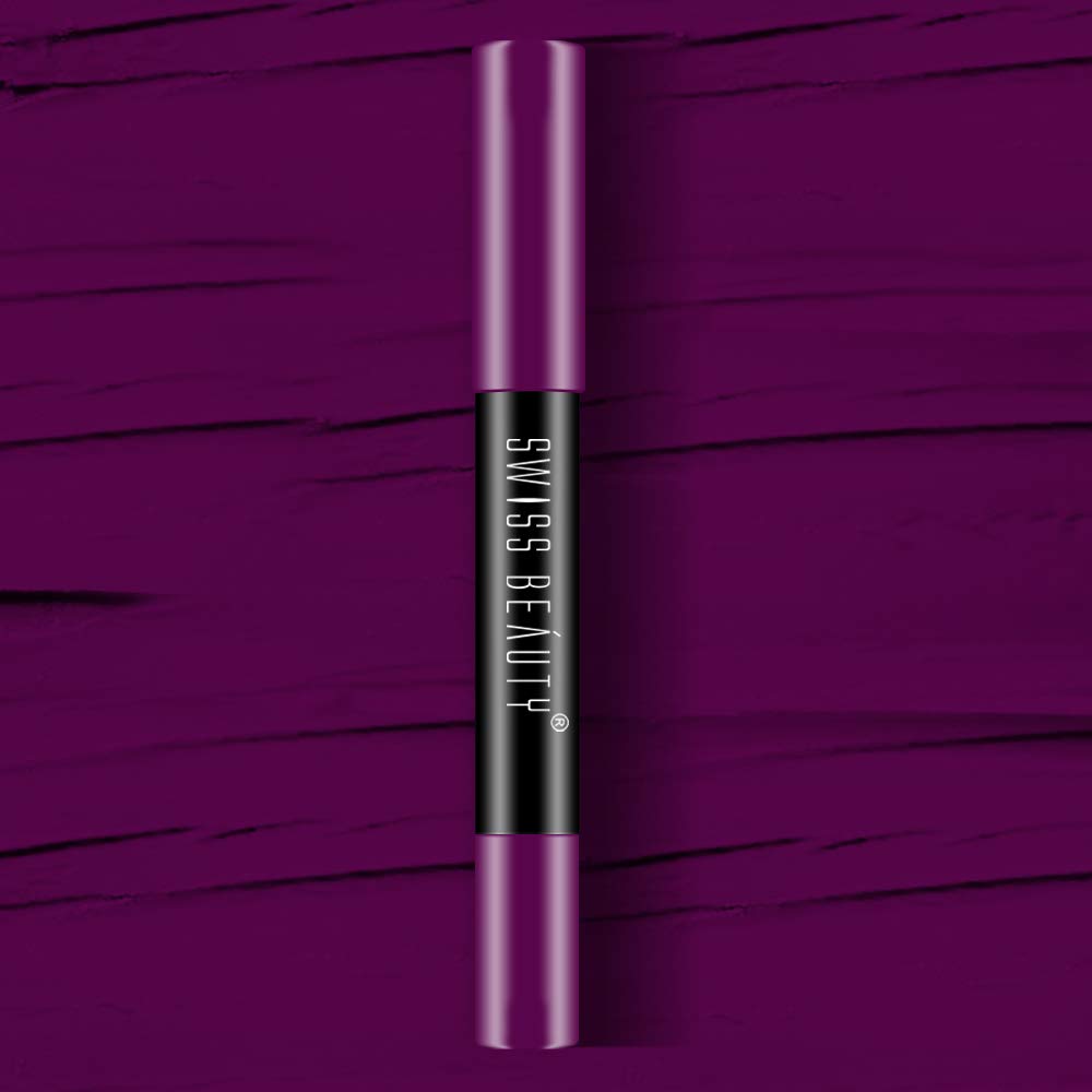Swiss Beauty 12 Hrs. Stay Matte Lip Crayon, Purple Villain, 3g - Long Lasting, Waterproof, Super Stay, Matte Finish Lip Crayon, Long Wear, Crayon Lipstick