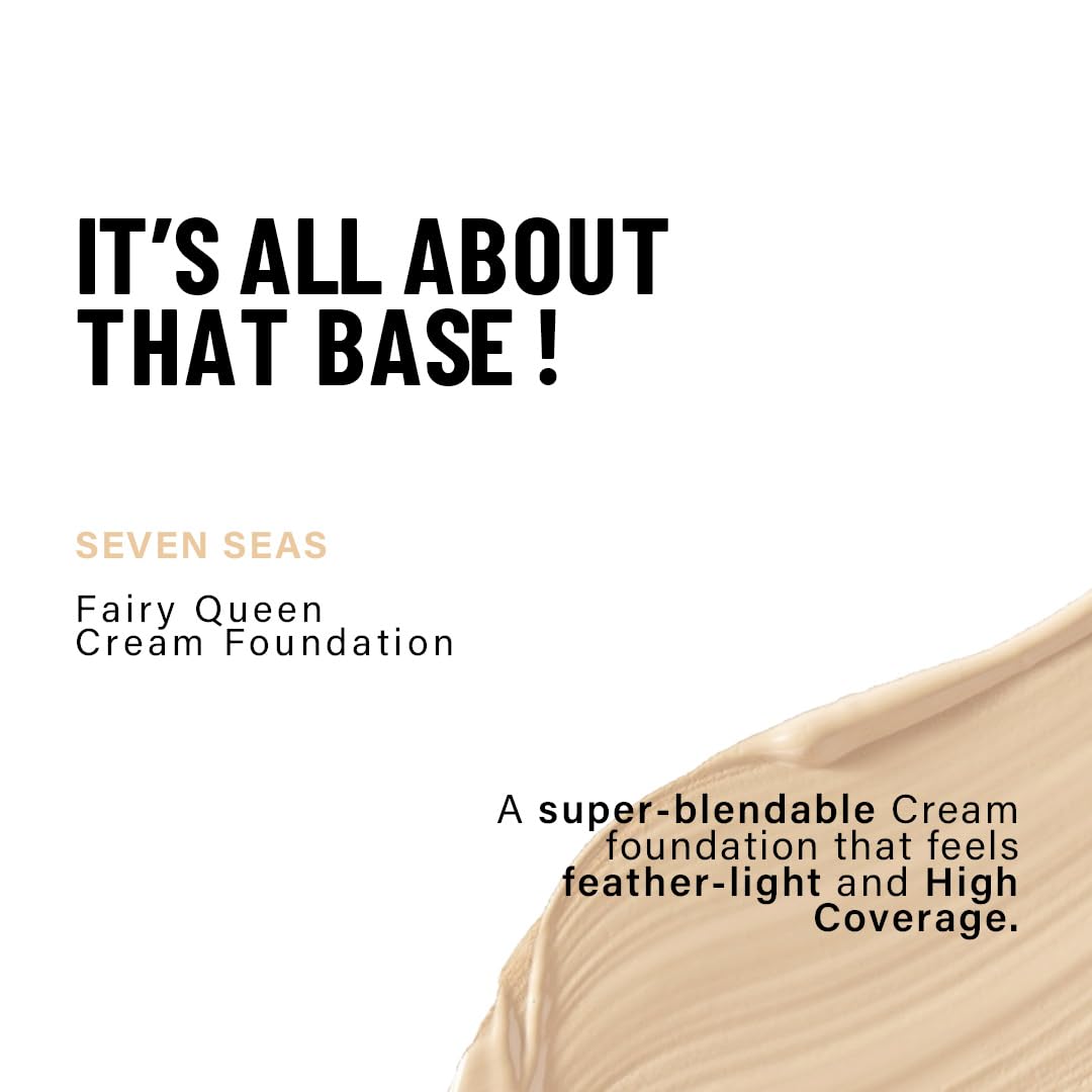 Seven Seas Natural Matte Cream Foundation Long Lasting Weightless | Full Coverage Face Makeup Oil-Free | Waterproof Foundation 40g (Ivory Rose)