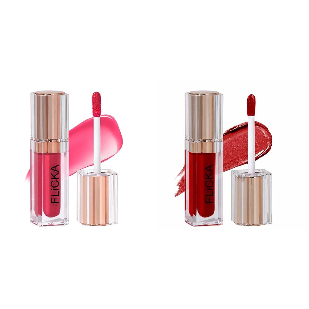 FLiCKA Shimmery Affair Lip Gloss 6 Gin Baby Pink 5ml R U Ready Matte Finish liquid Lipstick For Women| Transfer Proof, Smudge Proof, NonSticky, Creamy Lightweight Lipstick For Women, 01 Red Hot, 5ml