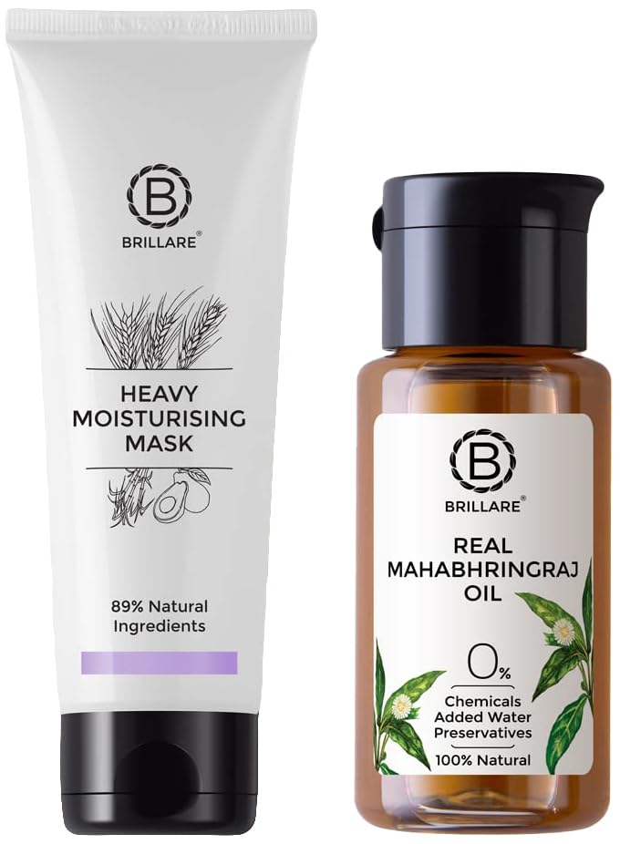 Brillare Professional Heavy Moisturising Hair Mask & Brillare Real Mahabhringraj Oil with 14 Traditional Herbs Combo