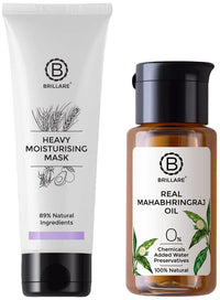 Brillare Professional Heavy Moisturising Hair Mask & Brillare Real Mahabhringraj Oil with 14 Traditional Herbs Combo