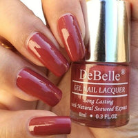 DeBelle Gel Nail Polish Scarlet Ruby(Pastel Bargundy)|Non UV - Glossy Finish |Chip Resistant | Seaweed Enriched Formula| Long Lasting|Cruelty and Toxic Free| 8ml