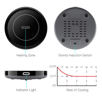 Smart Coffee Warmer, BESTINNKITS Auto On/Off Gravity-Induction Mug Warmer for Office Desk Use, Candle Wax Cup Warmer Heating Plate (Up to 131F/55C) (Black) Black