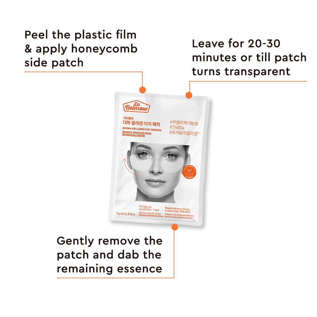 The Face Shop Dr.Belmeur Derma Collagen Eye Patches, Dermatologically Tested Hydrogel Eye Patches, Cooling Under Eye Mask, 1 Count