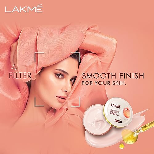 LAKMÉ Peach Milk Soft Crème Moisturizer for Face 200 g|| Daily Lightweight Whipped Cream with Vitamin E for Soft|| Glowing Skin - Non Oily 24h Moisture