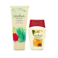 moha: Aloe vera Gel 200g Enriched With Moisturizing Lotion 100 Ml Combo | This Combo Deeply Moisturises the Skin | For Women & Men (Combo of 2) (200gm+100ml)