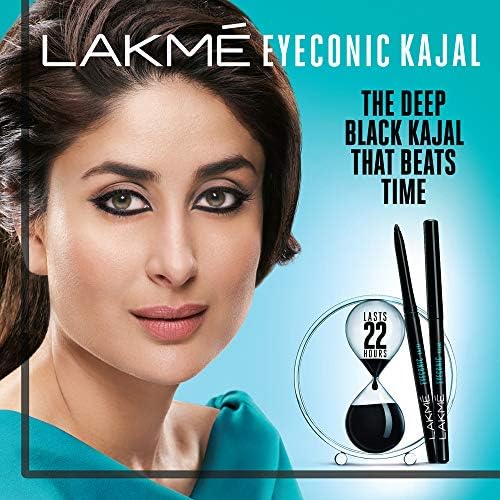 Lakmé Eyeconic Pencil Kajal, Black, Water Proof, Smudge Proof, Lasts Upto 22 Hrs, 0.35g Matte Finish