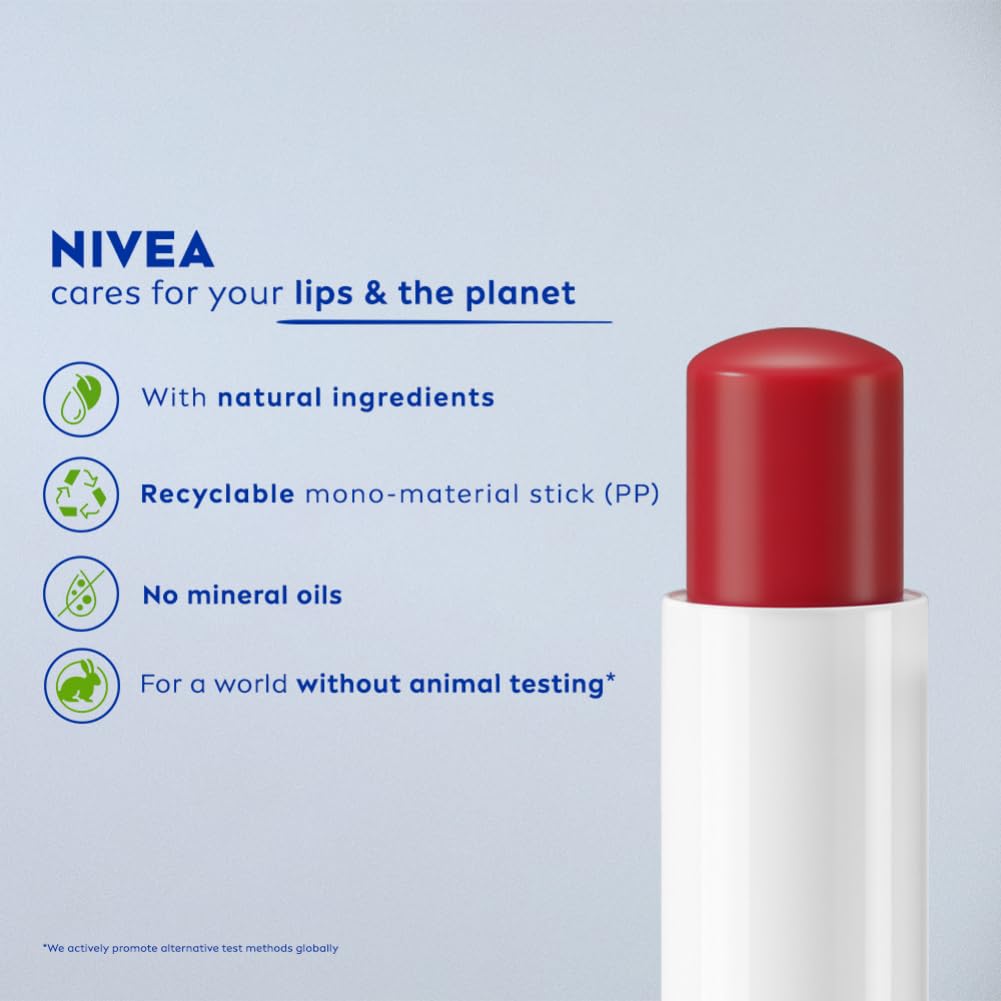 NIVEA Shine Caring Lip Balm, Pomegranate, 4.8G, Red