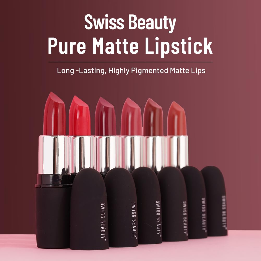Swiss Beauty Pure Matte Creamy Lipstick | Non-drying, Highly pigmented Lipstick | Shade- Brandy Harrington, 3.8gm|