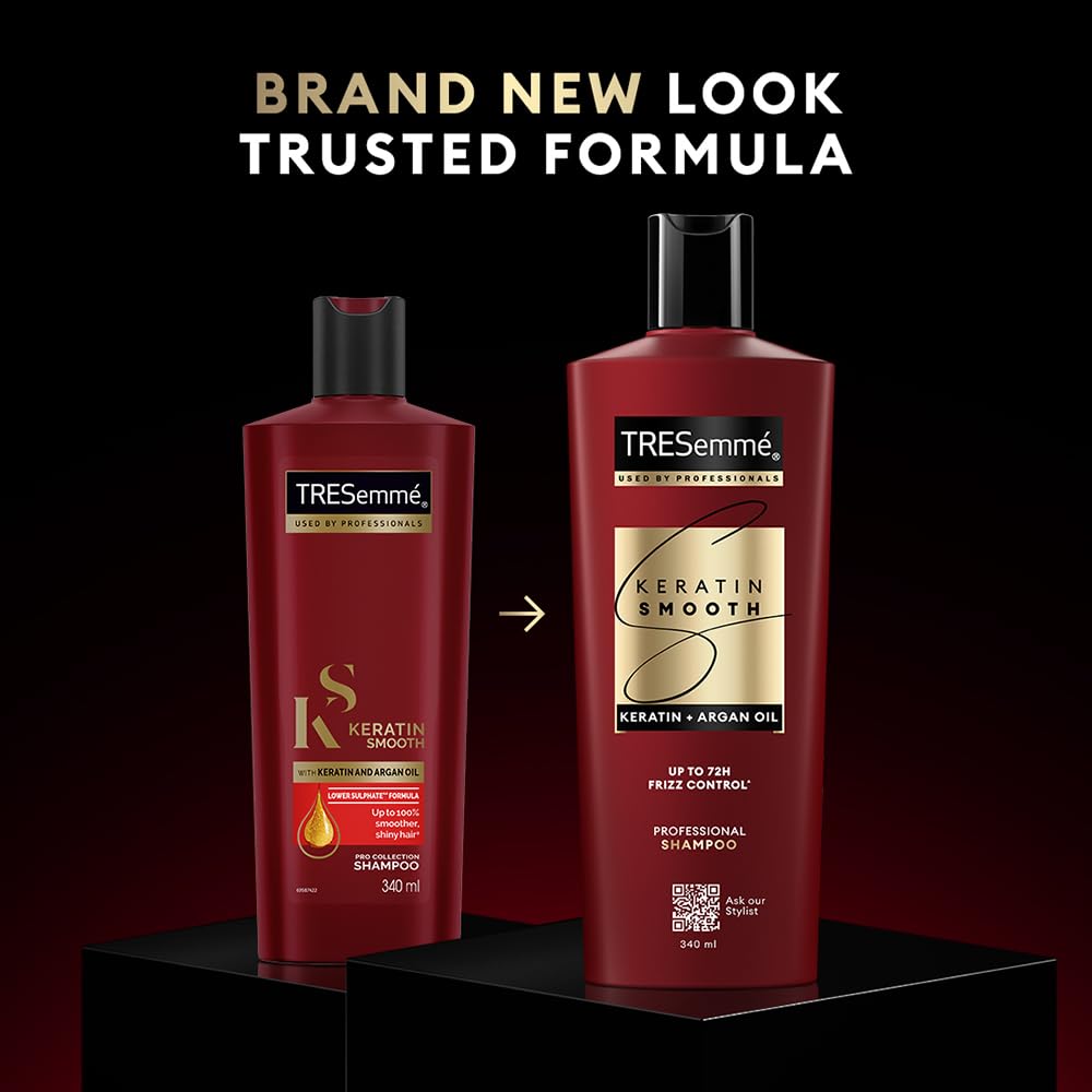 TRESemme Keratin Smooth Shampoo 1000ml With Keratin Protein and Argan Oil | Salon-Like Smooth Hair | Up To 72H Frizz Control