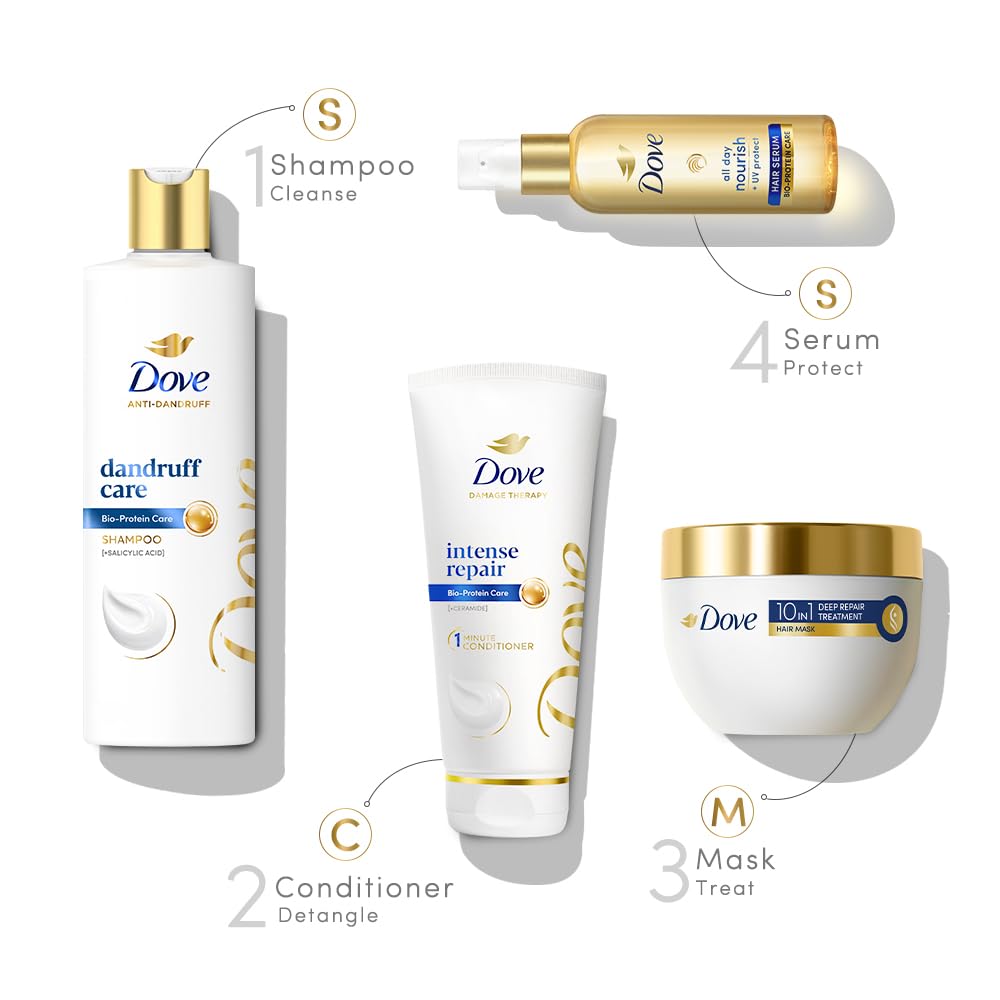 Dove Anti Dandruff Solutions Shampoo 340 ml|| Prevents Dandruff & Dry Scalp|| Mild Daily Shampoo for Smooth & Frizz Free Hair - For Men & Women