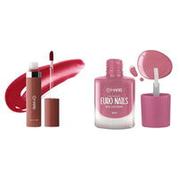 MARS Drip Lip Mist for Women (4.5 ml) (03-Rosewood Drip) EURO Glossy Nail Lacquer (6.0 ml) (Shade-14)