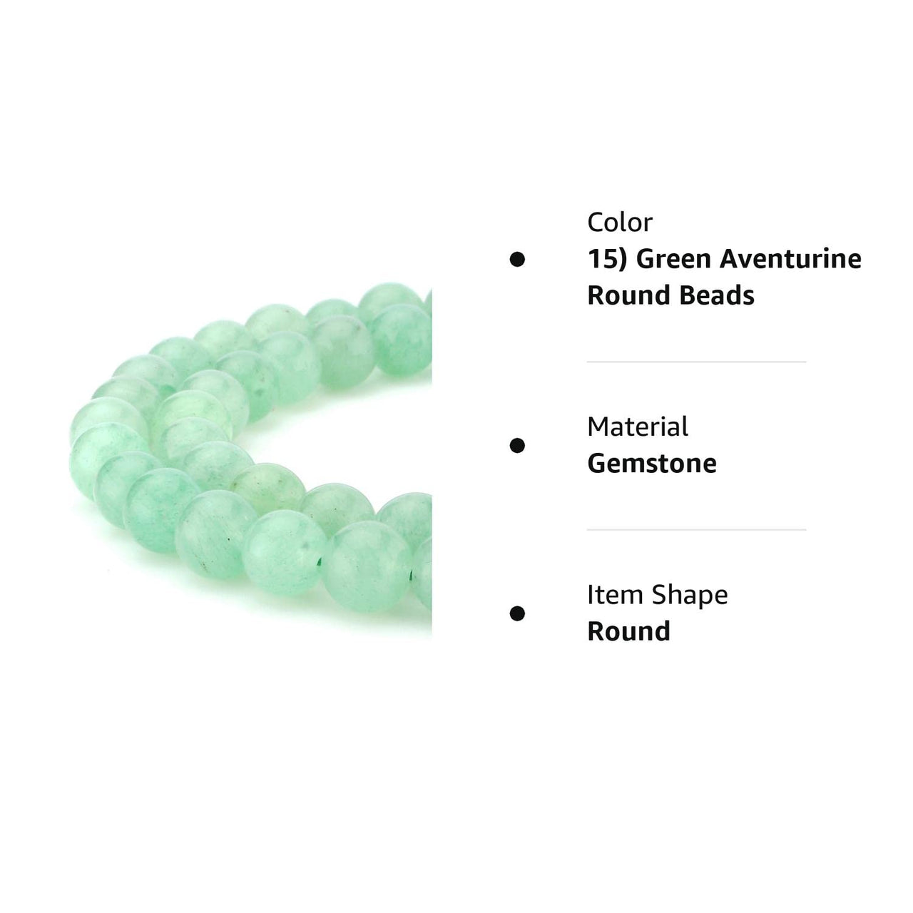 BEADNOVA Green Aventurine Beads Natural Crystal Beads Stone Gemstone Round Loose Energy Healing Beads with Free Crystal Stretch Cord for Jewelry Making (8mm, 45-48pcs) 8mm 15) Green Aventurine Round Beads