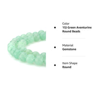 BEADNOVA Green Aventurine Beads Natural Crystal Beads Stone Gemstone Round Loose Energy Healing Beads with Free Crystal Stretch Cord for Jewelry Making (8mm, 45-48pcs) 8mm 15) Green Aventurine Round Beads