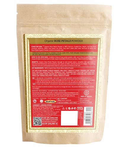 KHADI NATURAL Organic Rose Petals Powder Pack of 2 (2x100gm) 200gm