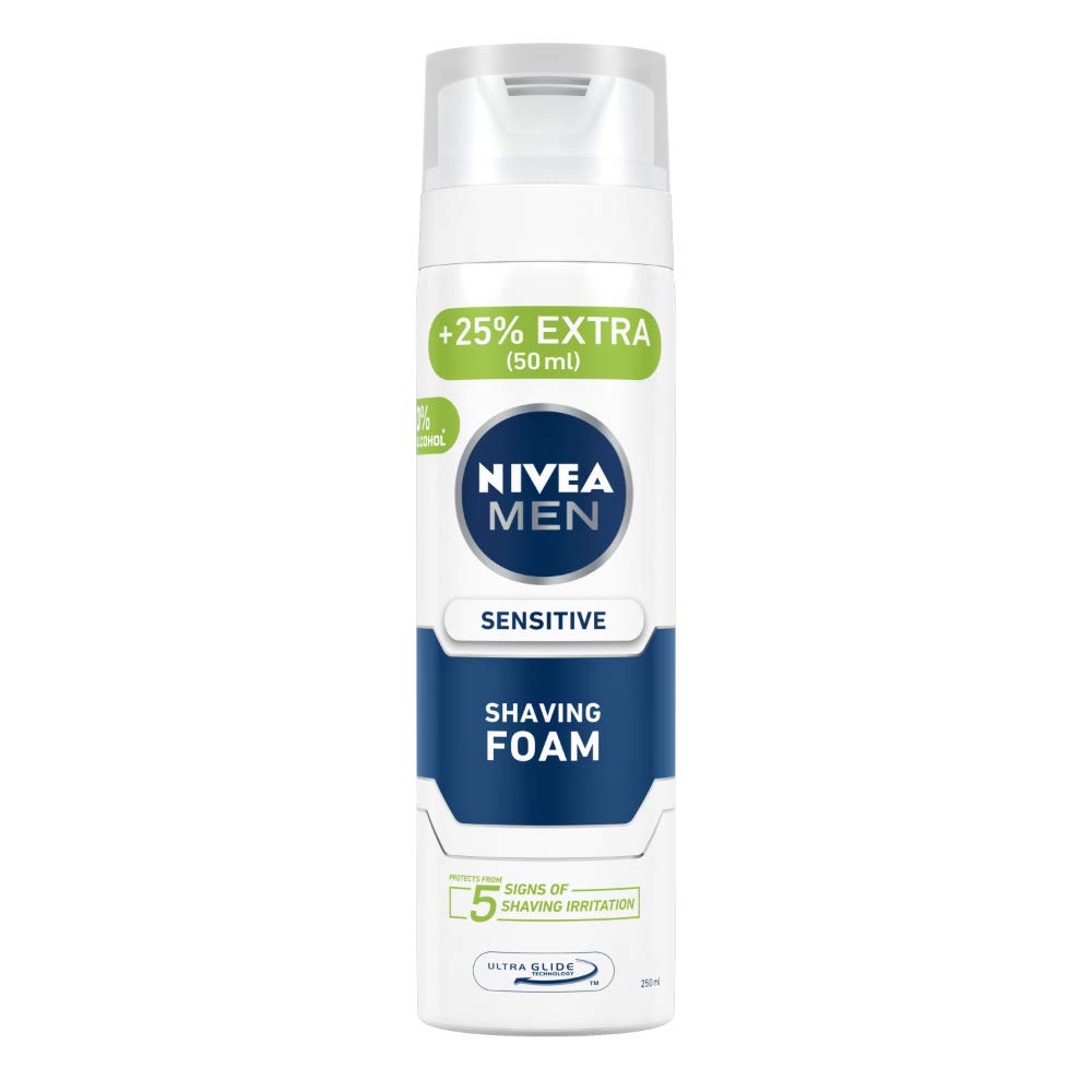 NIVEA MEN Shaving, Sensitive Shaving Foam, 250ml & NIVEA Deo Fresh Active Roll On, 50ml
