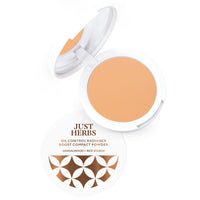 Just Herbs Oil Control Radiance Booster Age Defying Compact Powder for face Makeup 9g (Coffee)