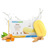 Mamaearth Ubtan Moisturizing Lotion Soap with Turmeric & Sandalwood-125 g|Removes Tan|Benefits of Lotion in a Soap|Gently Exfoliates|Deeply Cleanses|Nourishes Dry Skin|Non-Drying|76% TFM Grade 1 Soap