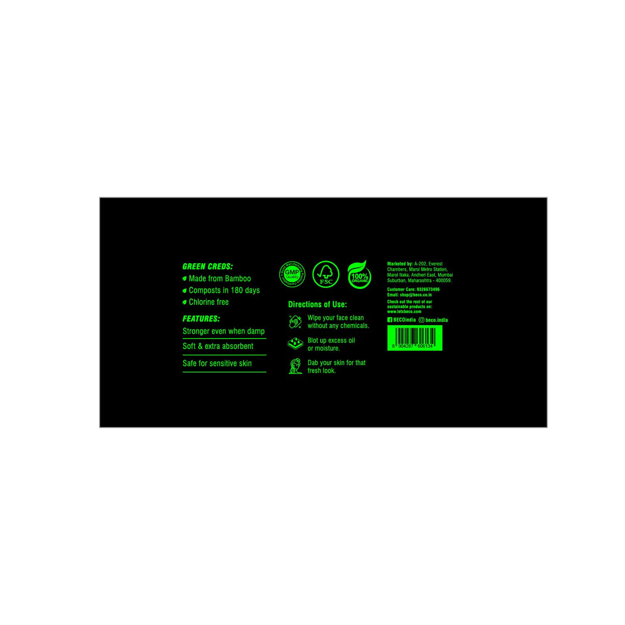 Beco Bamboo Soft Facial Tissue Papers- 100 Pulls (Pack of 6), 600 Pulls - 2 ply,100% Natural and Ecofriendly, Soft tissue box/pack