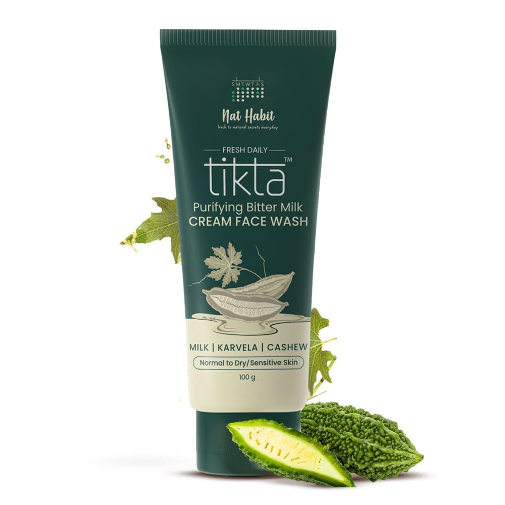 Nat Habit Bitter Milk Cream Face Wash For All Skin Type Acne, Pimple And Oil Control With Glowing Skin, Paraben & Sulphate Free Face Cleanser For Men & Women, (100 g)