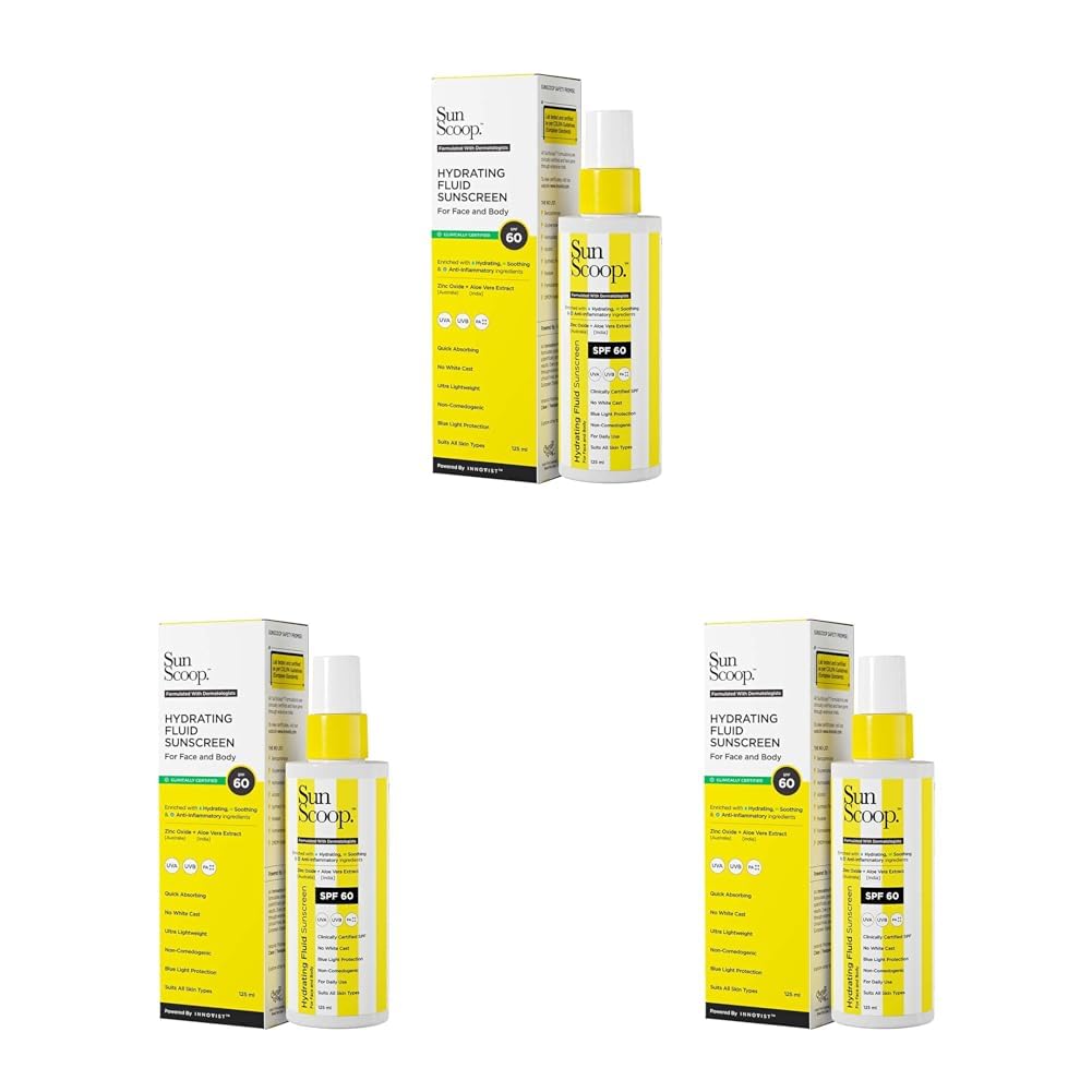 SunScoop Hydrating Face & Body Fluid Sunscreen Spray | SPF 60 PA++++ | Water Resistant With Zinc Oxide | Broad Spectrum, No White Cast, Non-Comedogenic Quick Absorbing | For Men & Women | 125ml