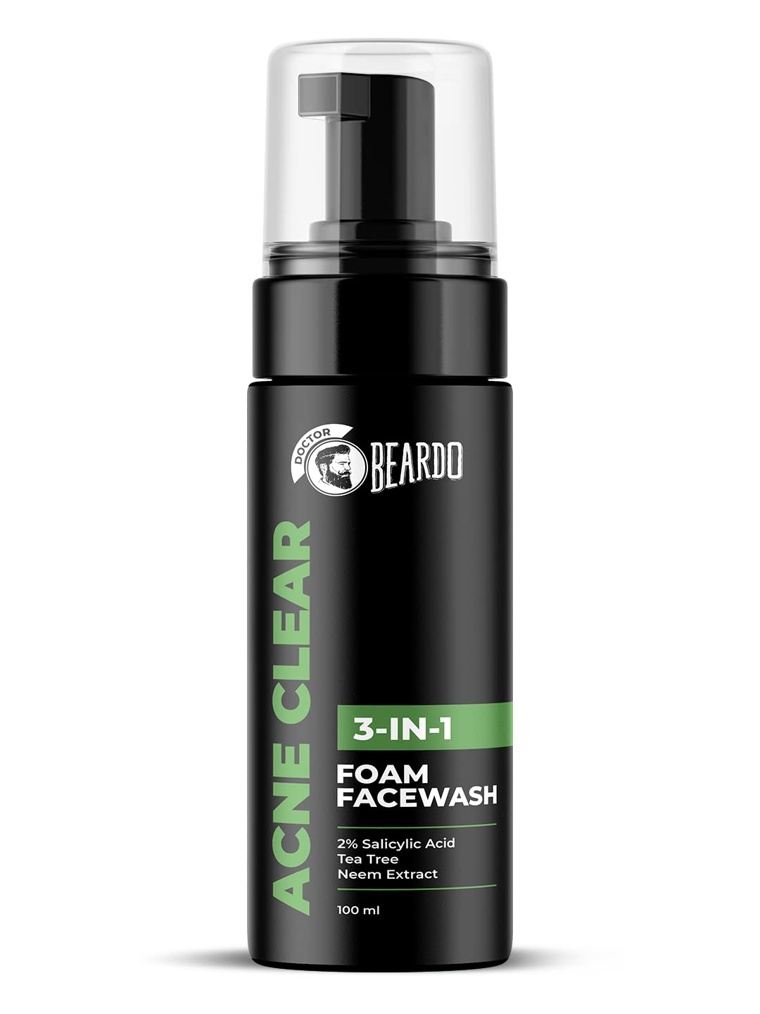 Beardo Acne Clear Foam Face Wash, 100ml | 3-in-1 Face Wash for Acne and Pimples | Anti Acne Face Wash for Men | 2% Salicylic Acid for Acne Prone Skin