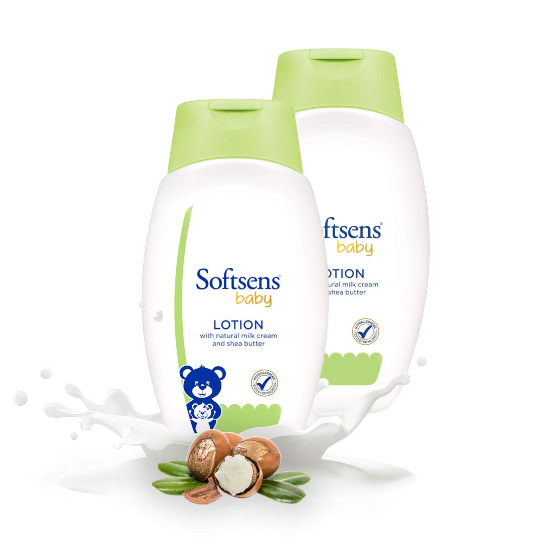 Softsens Baby Nourishing Lotion with Milk Cream & Shea Butter For Face & Body, Moisturizer for Kids (200ml x Pack of 2, Green)