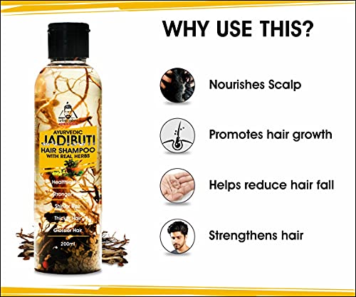 Urbangabru Natural Shampoo for Men & Women - Ayurvedic Jadibuti Hair Shampoo for Hair Fall & Regrowth, Strengthening | Natural Herbs Amla, Reetha, Shikakai (200 ML)