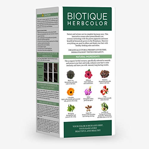 Biotique Herbcolor Conditioning Hair Colour l Ammonia Free Hair Color l 9 Organic Herbal Extracts l Natural and Healthy Shine l 50g + 110ml| Darkest Brown 3N (Pack of 1)