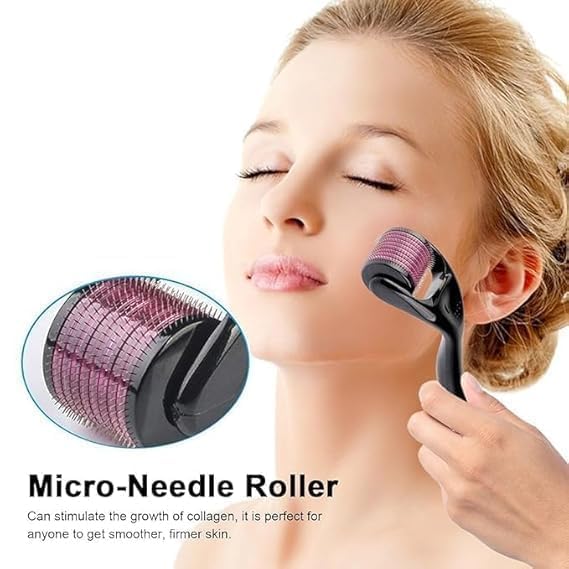Derma Roller for Hair Growth and Facial Skin-Stimulates Hair Follicles & Reduces | Improves Scalp Health | 0.5mm Size | 540 Titanium Needles (Facial Roller/hair Roller)