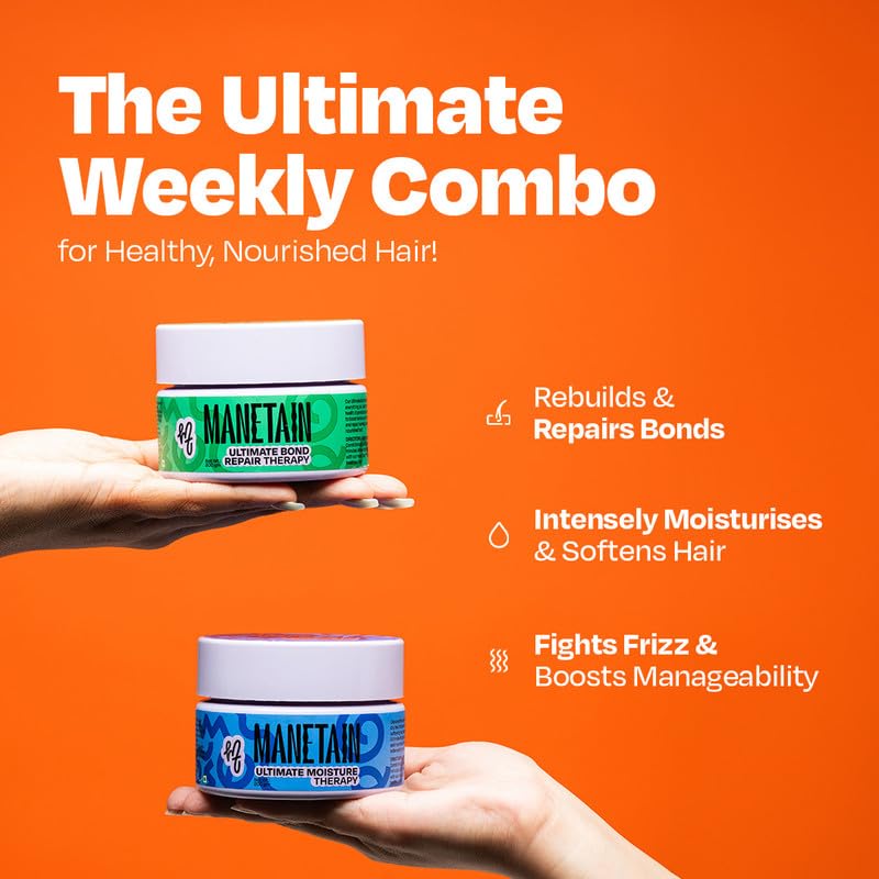 MANETAIN Ultimate Bond Repair & Moisture Therapy Duo – 2 x 200gm | Bond-Building & Hydrating Deep Conditioning Treatment | FiberHance, Plant-Based Keratin, Algae Oil & Hyaluronic Acid | Frizz Control, Curl Definition & Damage Repair | Sulphate & Paraben-F