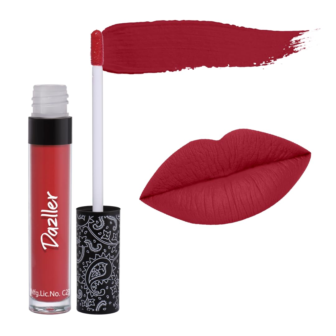 Dazller All Day Lipcolour|Moisturizing Kokum Butter|Non-Transfer & Smudge-proof|8hr stay|Liquid Lipstick for Women|DLC022 Rich Velvet|6g