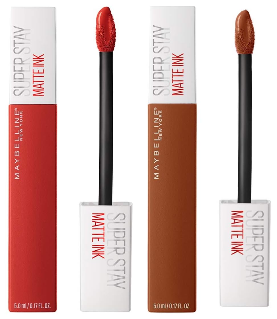 Maybelline New York Super Stay Matte Ink Liquid Lipstick, 118 Dancer, 5g & Maybelline New York Super Stay Matte Ink Liquid Lipstick, 135 Globe Trotter, 5g