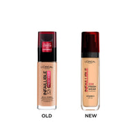 L'Oreal Paris Oil Absorbing Formula, Transferproof, Heatproof and Long-Lasting, Infallible 32H Fresh Wear Radiant Liquid Foundation - 235 Honey Radiant Finish