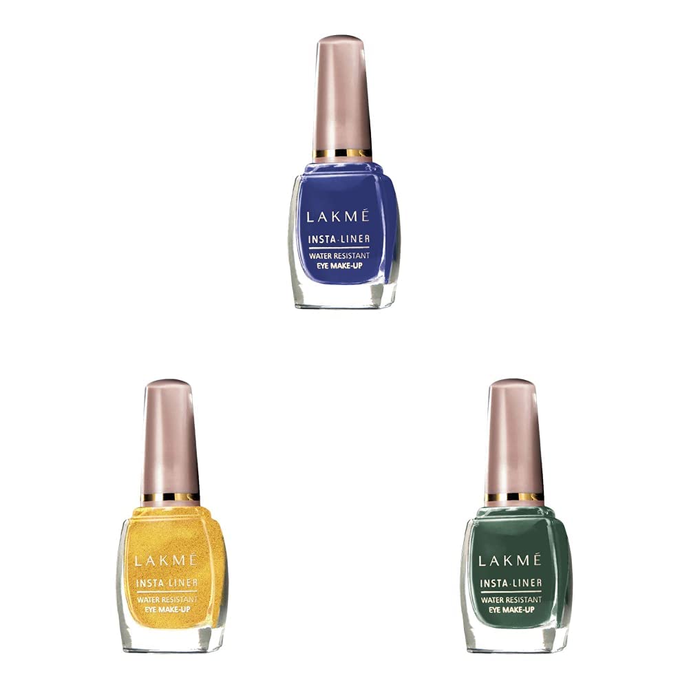 Lakmé Insta Eye Liner, Blue, 9 Ml And Lakmé Insta Eye Liner, Golden, 9 Ml And Insta Eye Liner, Green, 9 Ml Shimmery Finish Gel