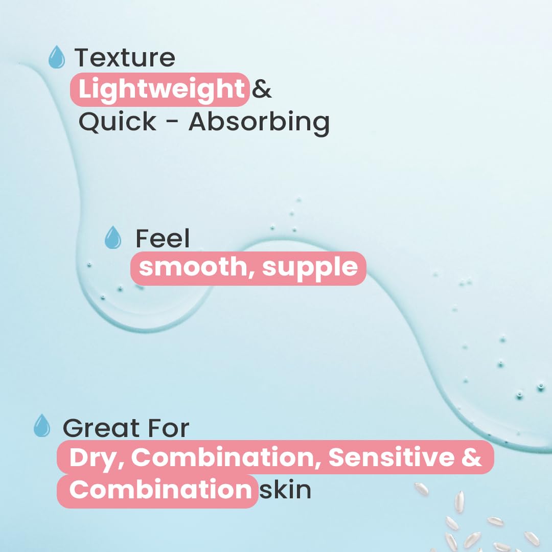 Glamveda Rice Water & Ceramide Vitalizing Serum Skin Barrier Building & Nourishing | For Dry, Sensitive & Combination skin | No Paraben, Sls | 30ml