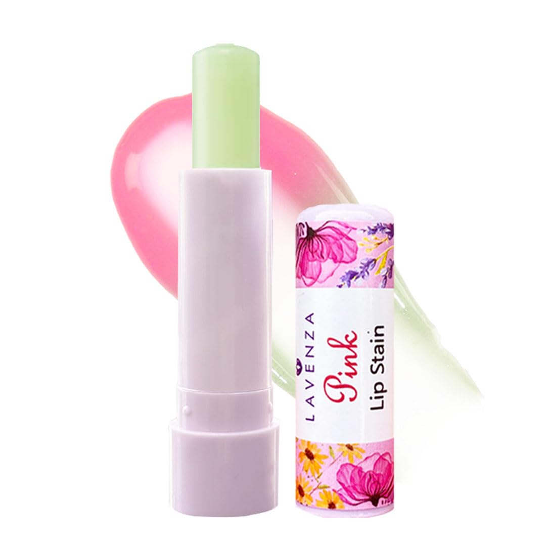 Lavenza Natural Pink Lipstain & Lip Balm (2in1) | Plant Butters, Oils & floral extracts| pH Based Water-proof Long Lasting PINK shade, Gentle & Nourishing| FREE FROM Synthetic Base & Cheap Fillers | Safe for Kids, Teens | 5gm