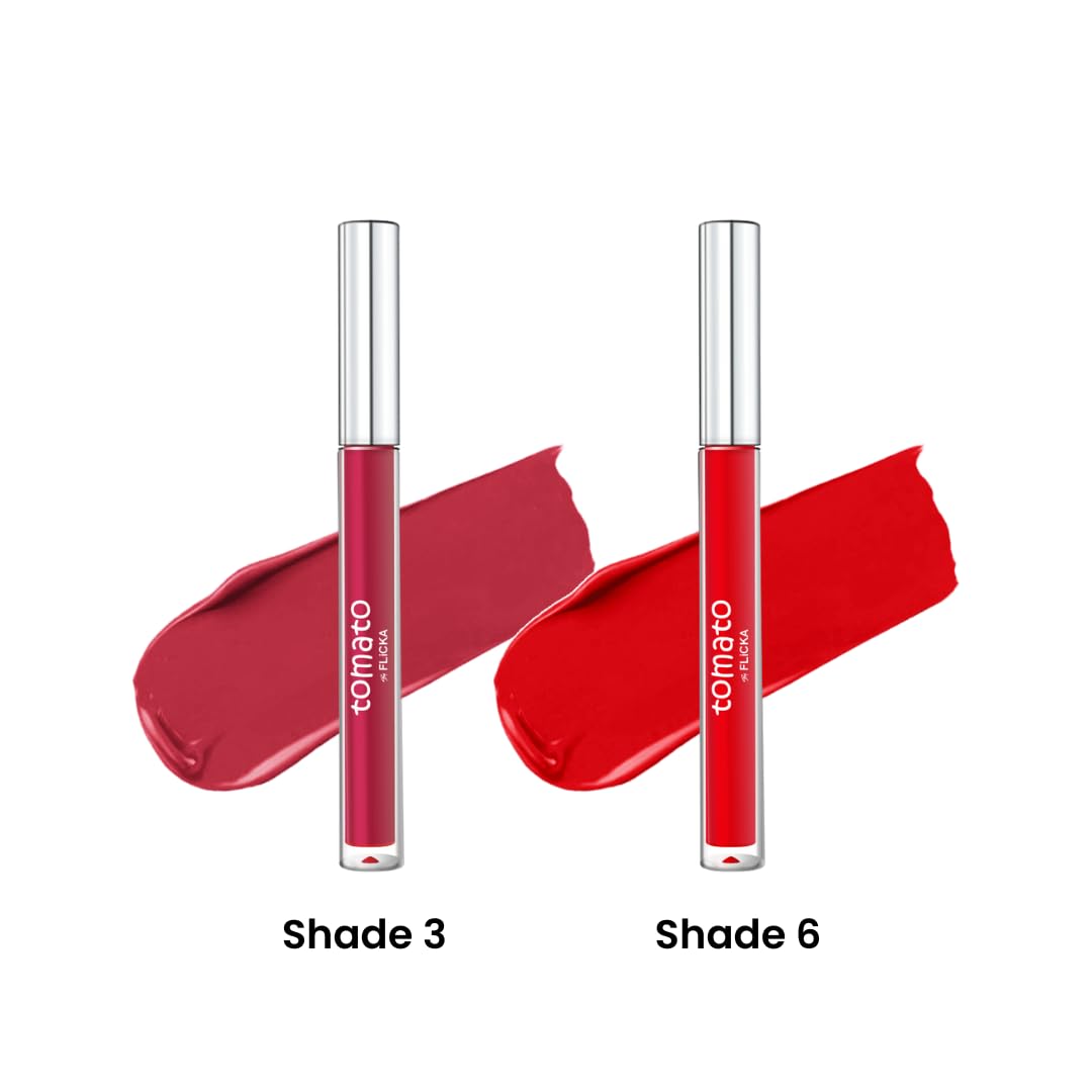 FLiCKA Tomato Liquid Matte Lipstick Transfer Proof, Smudge Proof, Non-Sticky, Creamy Lightweight Shade 3 & Shade 9 Combo