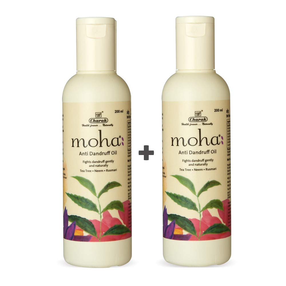 moha: Anti Dandruff Oil With Benefits Of Tea Tree Oil, Neem Oil, Hibiscus OIl, Rosemary Oil | Unisex Hair Oil For All Hairs - 200ml (Pack of 2) | Hair Oil For Men & Women