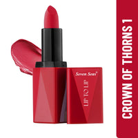Seven Seas Lip To Lip Matte Full Coverage Long Lasting Lipstick | Smooth Application |Transferproof & Smudge Proof | Highly Pigemented Lipstick for Women (Crown Of Thorns-I)